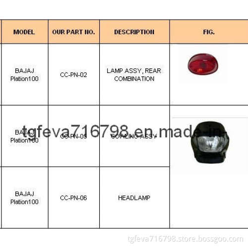 Motorcycle Parts (BAJAJ Platino 100)